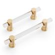 3-3/4" Clanora Acrylic Cabinet Pull - Clear/Satin Brass, , large image number 1