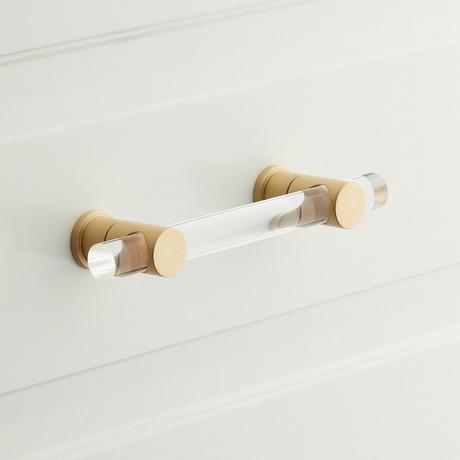 Clanora Acrylic Cabinet Pull - Clear/Satin Brass