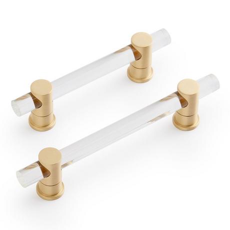 Clanora Acrylic Cabinet Pull - Clear/Satin Brass