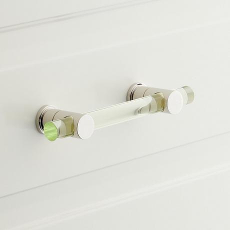 Clanora Acrylic Cabinet Pull - Green/Polished Nickel