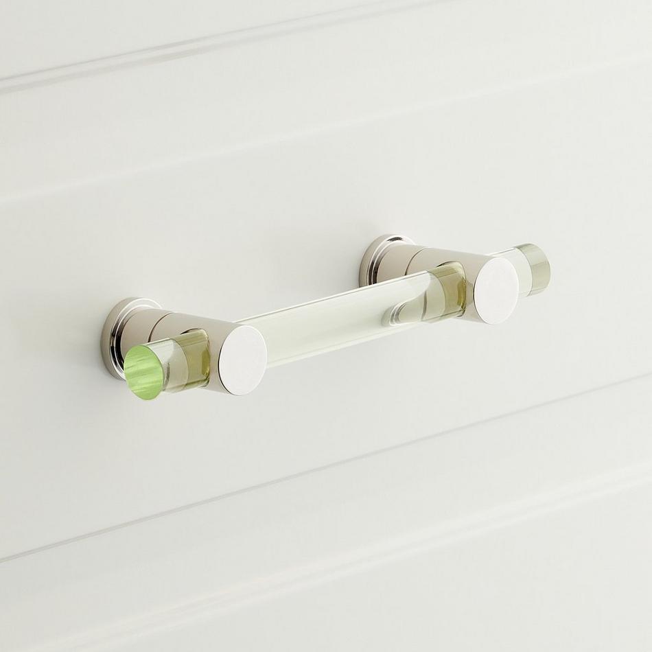 5-1/16" Clanora Acrylic Cabinet Pull - Transparent Green/Polished Nickel, , large image number 0