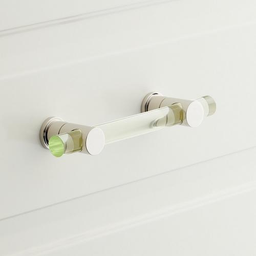 green and nickel drawer pull