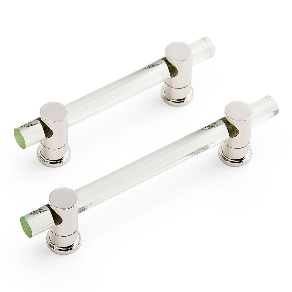 5-1/16" Clanora Acrylic Cabinet Pull - Transparent Green/Polished Nickel, , large image number 1