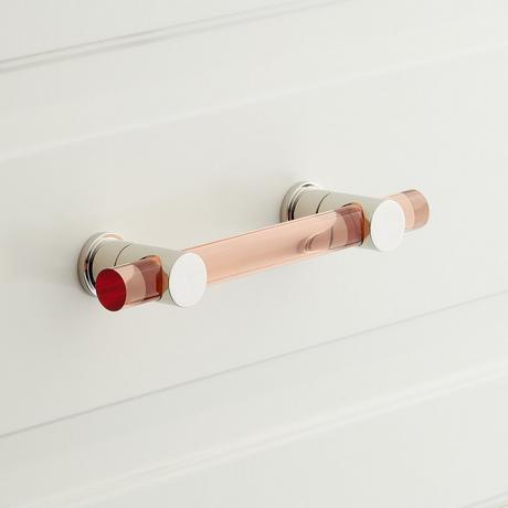 Clanora Acrylic Cabinet Pull - Rose/Polished Nickel