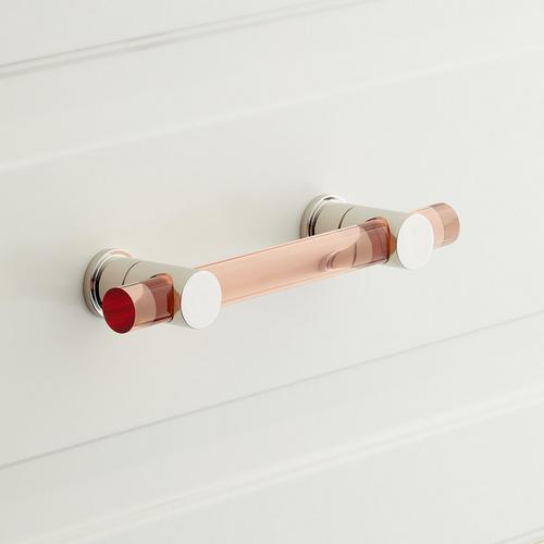 Clanora Acrylic Cabinet Pull in Rose and Polished Nickel