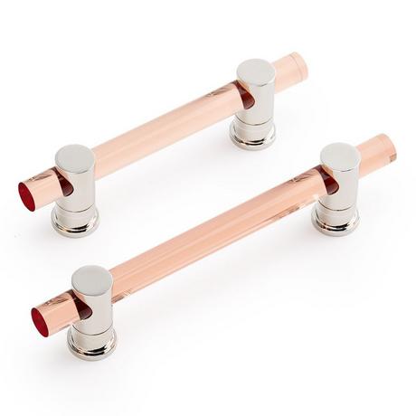 Clanora Acrylic Cabinet Pull - Rose/Polished Nickel