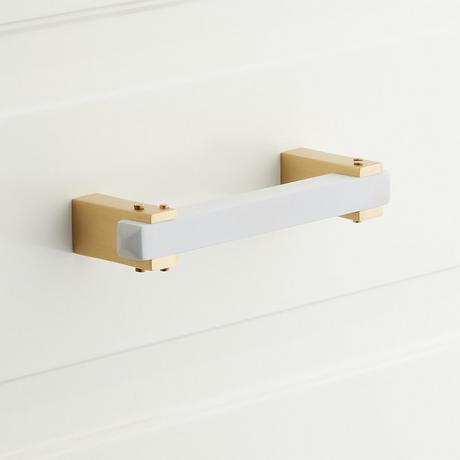 Hovland Two-Tone Brass Cabinet Pull - Matte White/Satin Brass