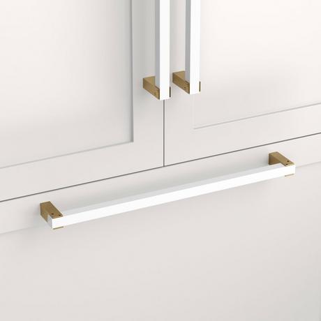 Hovland Two-Tone Solid Brass Appliance Pull - Matte White/Satin Brass