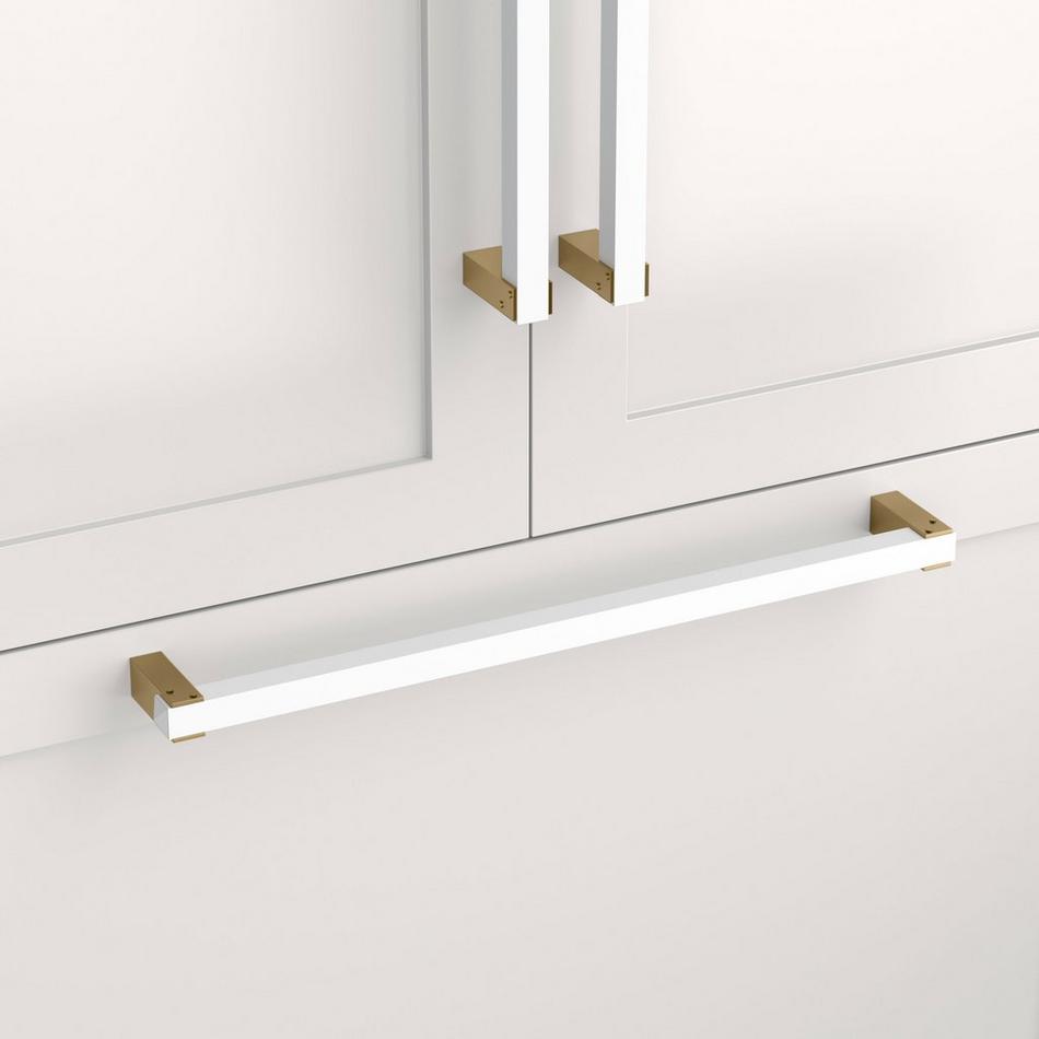 Hovland Two-Tone Solid Brass Appliance Pull - Matte White/Satin Brass, , large image number 0