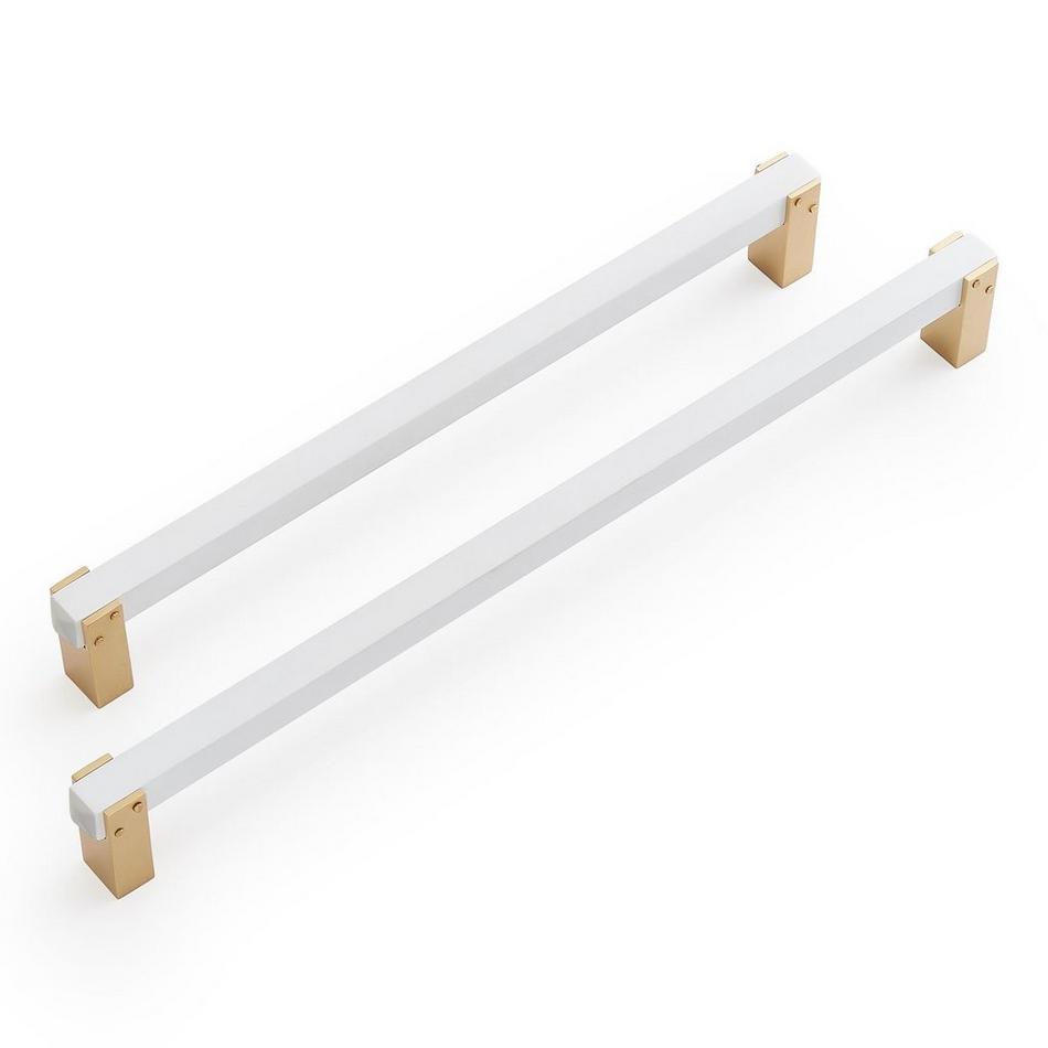 Hovland Two-Tone Solid Brass Appliance Pull - Matte White/Satin Brass, , large image number 1