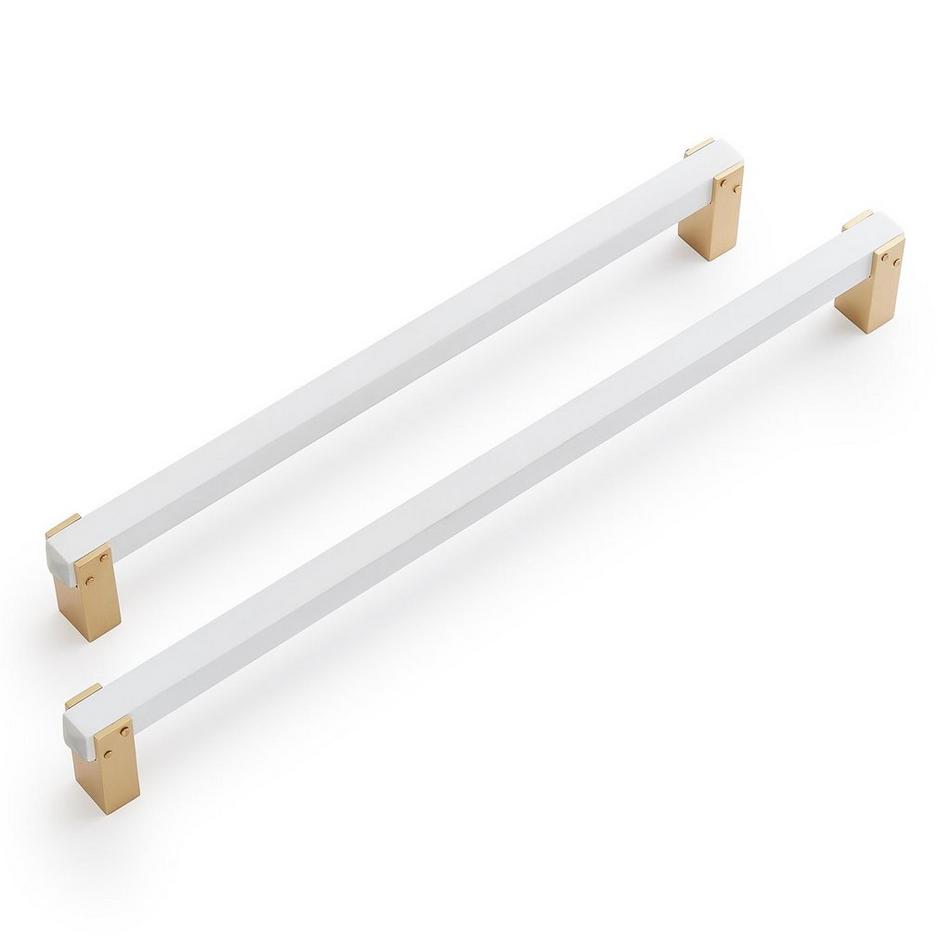 18" Hovland Two Tone Solid Brass Appliance Pull - Matte White/Satin Brass, , large image number 1