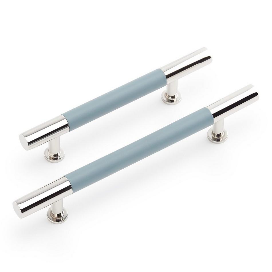 3-3/4" Simbury Enamel & Brass Cabinet Pull - Seafoam Green & Polished Nickel, , large image number 1