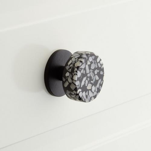 Anaise Circle Cabinet Knob in Black and White Terrazzo