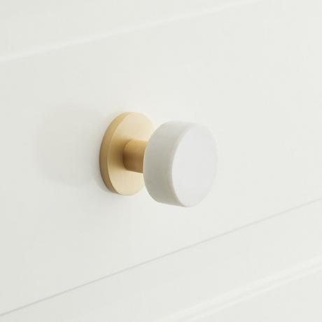 Jarek Circle Cabinet Knob - White Marble/Satin Brass