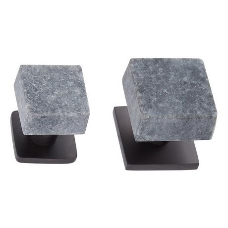 Jarek Square Cabinet Knob - Gray Granite/Satin Gunmetal
