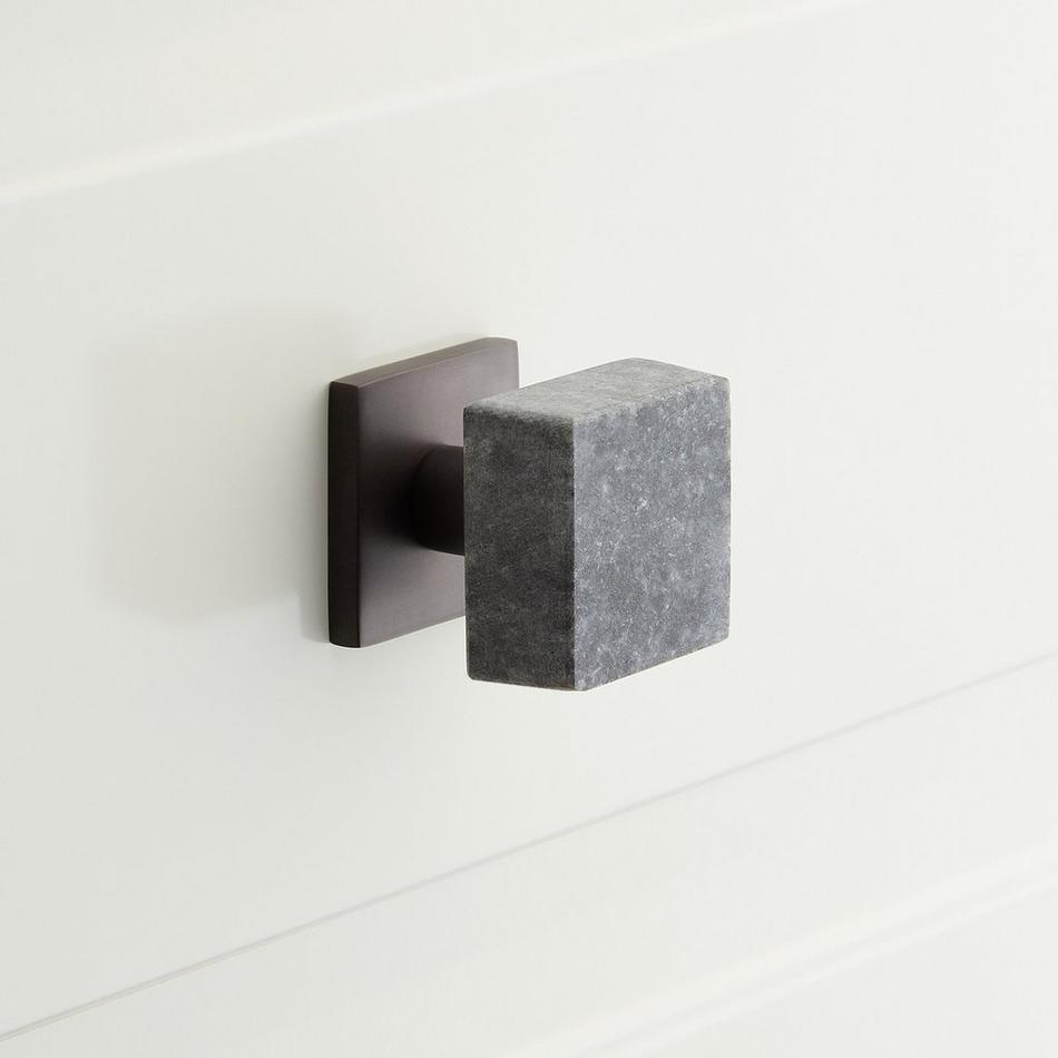 1-1/4" Jarek Square Cabinet Knob - Gray Granite/Satin Gunmetal, , large image number 0