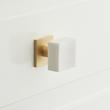 1-1/4" Jarek Square Cabinet Knob - White Marble/Satin Brass, , large image number 0