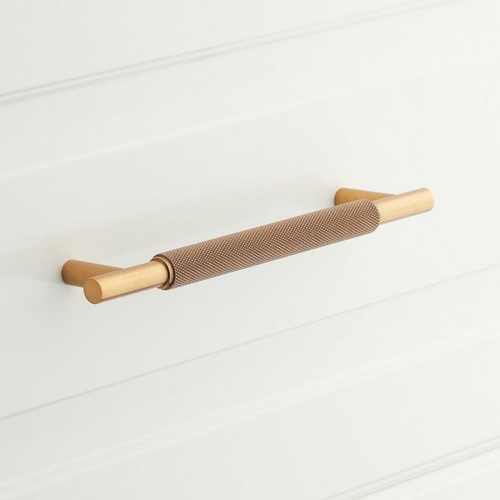 Arles Knurled Brass Cabinet Pull in Vintage Brass