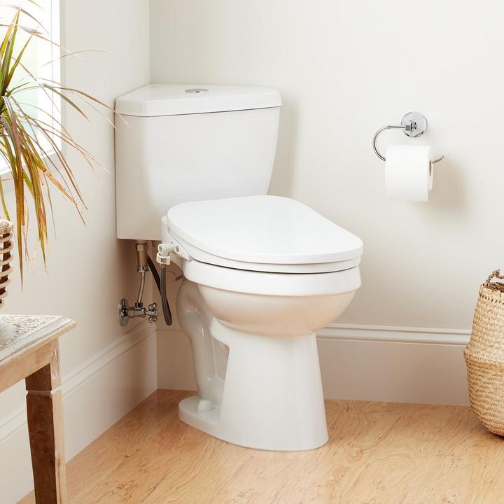 Eastpointe Corner Toilet with Bidet Seat for accessible bathroom design
