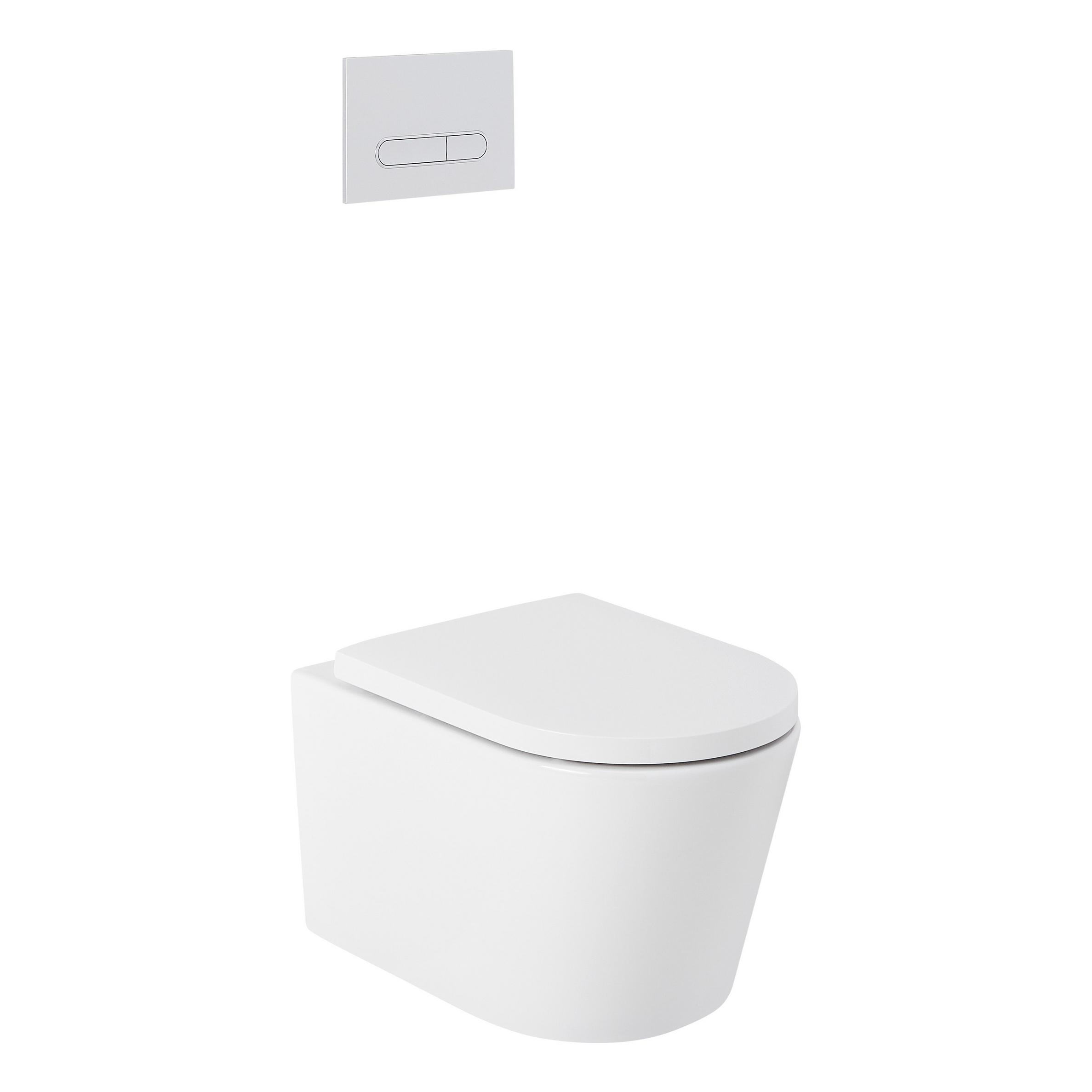 Arnelle Dual-Flush Wall-Mount Elongated Toilet with In-Wall Carrier ...