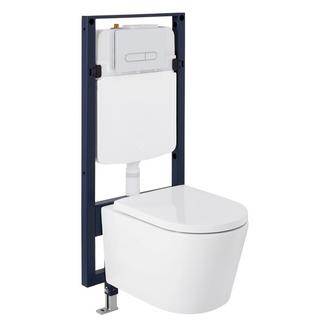 Arnelle Dual-Flush Wall-Mount Elongated Toilet with In-Wall Carrier ...