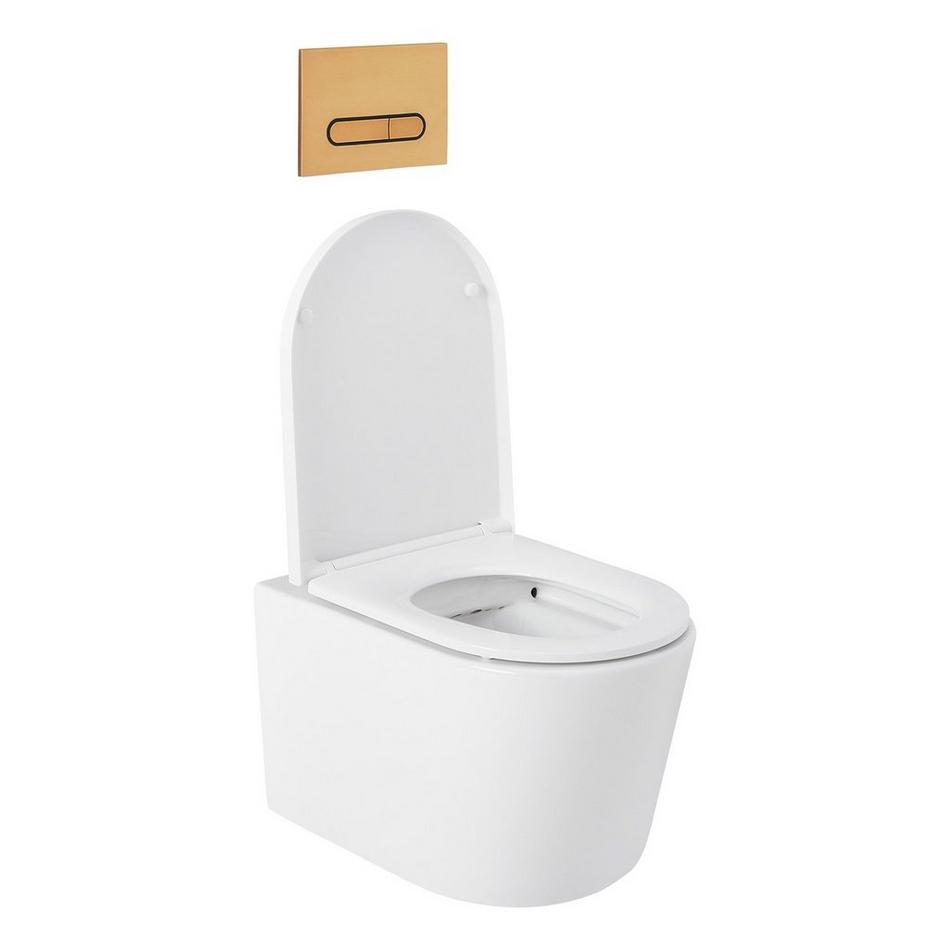 Arnelle Dual-Flush Wall-Mount Elongated Toilet with In-Wall Carrier - Brushed Gold Hardware, , large image number 2