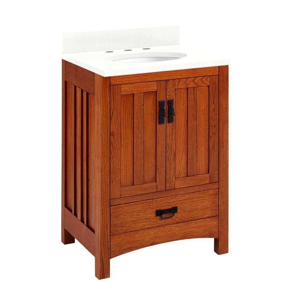 24" Maybeck Vanity - Tinted Oak with Undermount Sink - Feathered White Quartz Widespread, , large image number 0