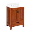 24" Maybeck Vanity - Tinted Oak with Rectangular Undermount Sink - Feathered White Quartz Widespread, , large image number 0