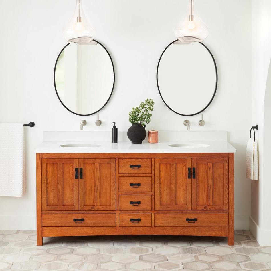 72" Maybeck Double Vanity With Undermount sinks - Tinted Oak, , large image number 1