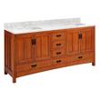 72" Maybeck Double Vanity - Tinted Oak with Rectangular Undermount Sinks-Carrara Marble Single Hole, , large image number 1