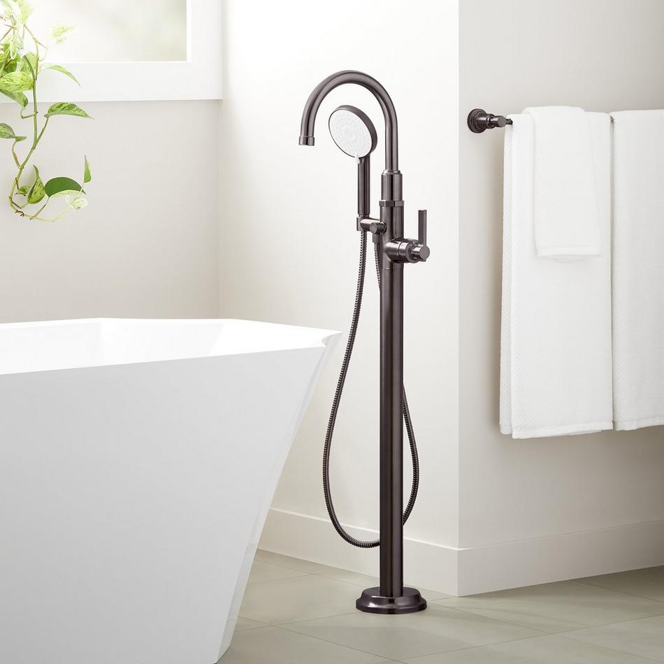 Greyfield Freestanding Tub Faucet and Rough-In Valve with Stops - Gunmetal, , large image number 0