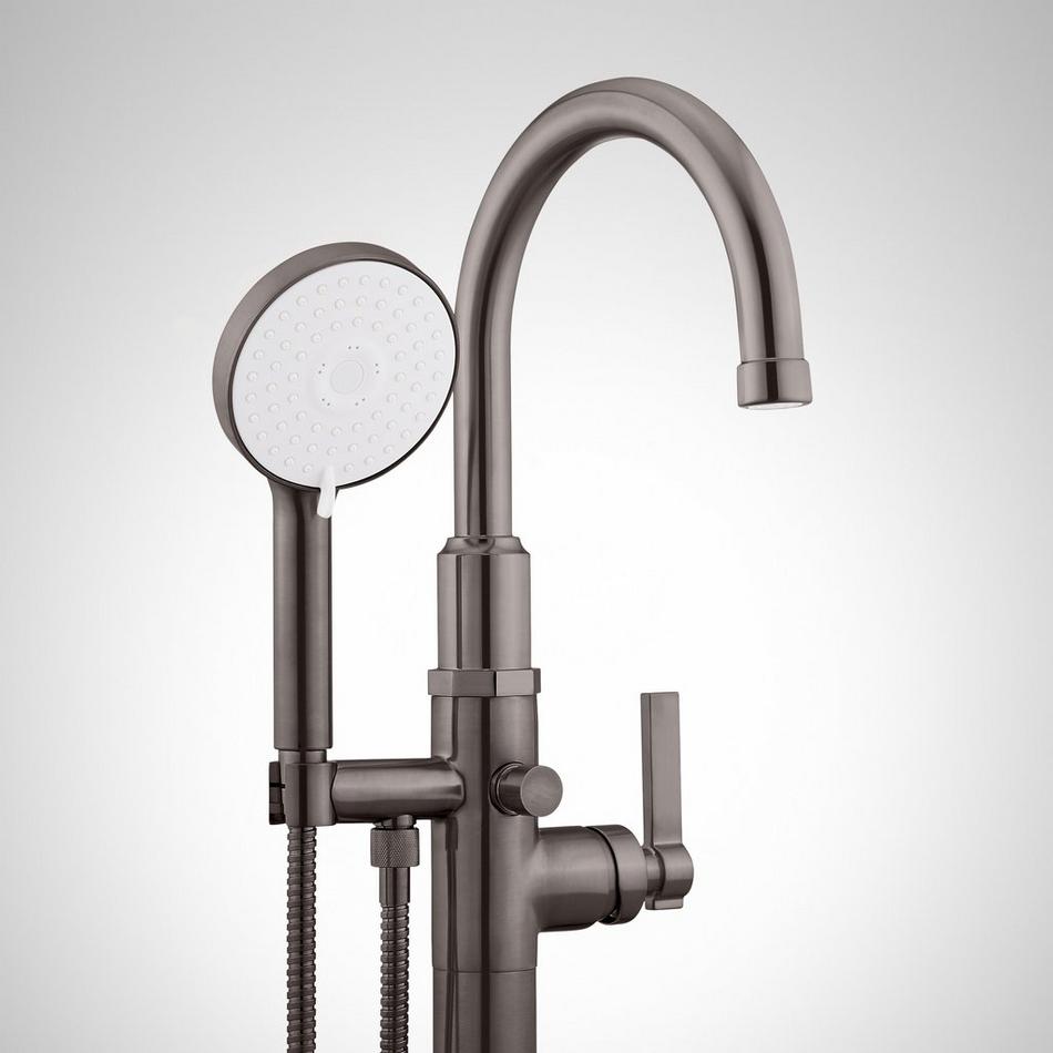 Greyfield Freestanding Tub Faucet and Rough-In Valve with Stops - Gunmetal, , large image number 1