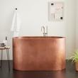 60" Raksha Double-Wall Copper Soaking Tub with Foam - Brushed Nickel Drain Kit, , large image number 0