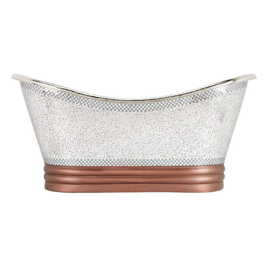 71" Anastasia Mosaic Nickel-Plated Copper Double-Slipper Tub - Brushed Nickel Drain Kit, , large image number 2