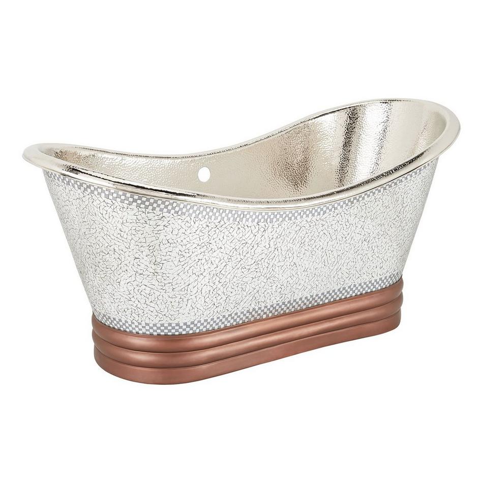 71" Anastasia Mosaic Nickel-Plated Copper Double-Slipper Tub, , large image number 1