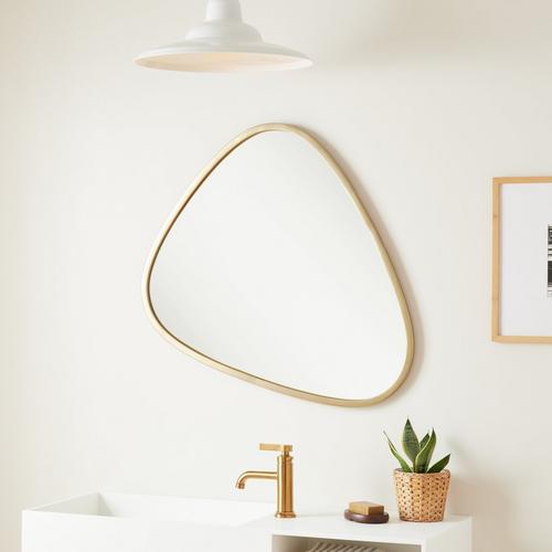 Platt Asymmetrical Decorative Vanity Mirror in Satin Brass