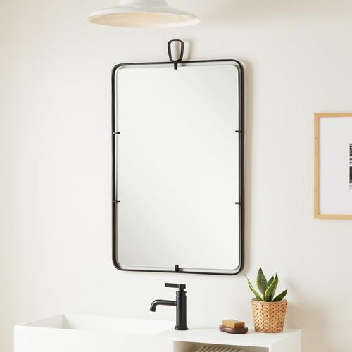 rectangular mirror with black frame