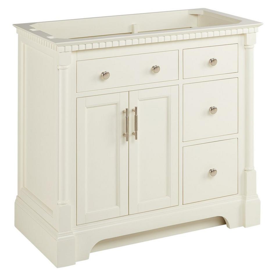 36" Claudia Vanity - White with Left Offset Rectangular Undermount Sink - Carrara Marble Widespread, , large image number 2