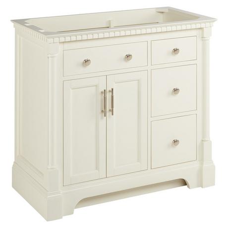 36" Claudia Vanity - White with Left Offset Rectangular Undermount Sink - Carrara Marble Widespread