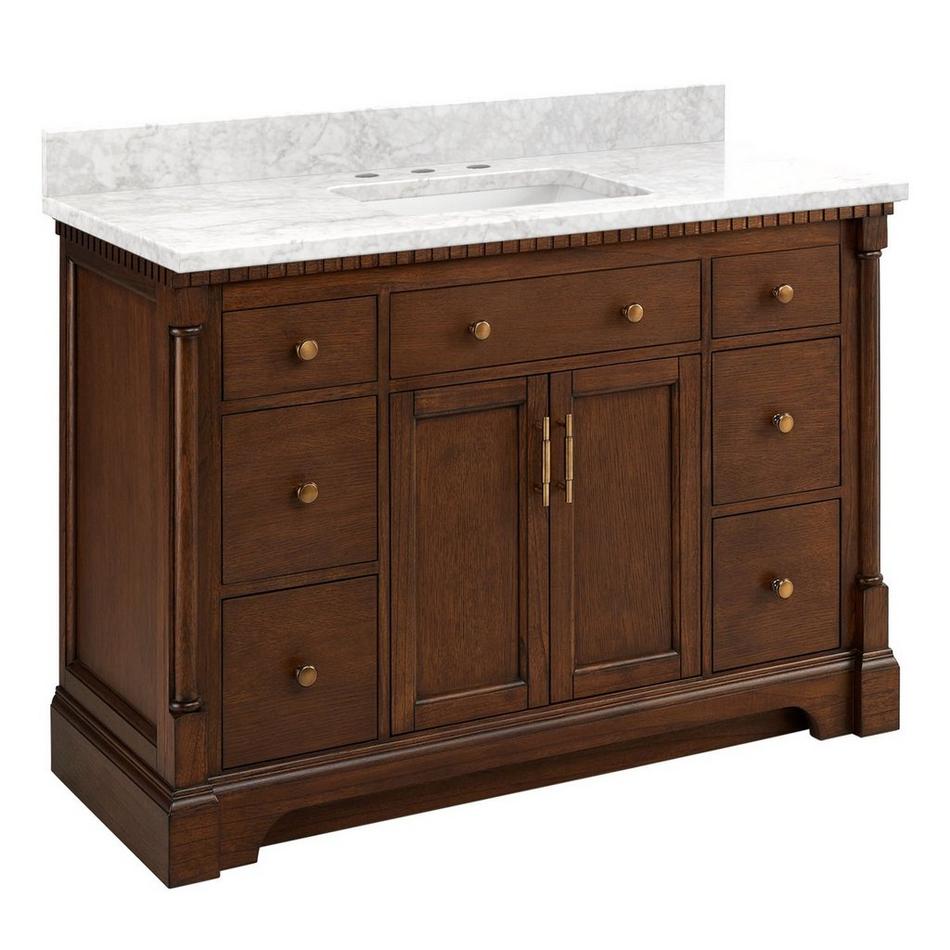 48" Claudia Vanity - Antique Coffee with Rectangular Undermount Sink - Carrara Marble Widespread, , large image number 1