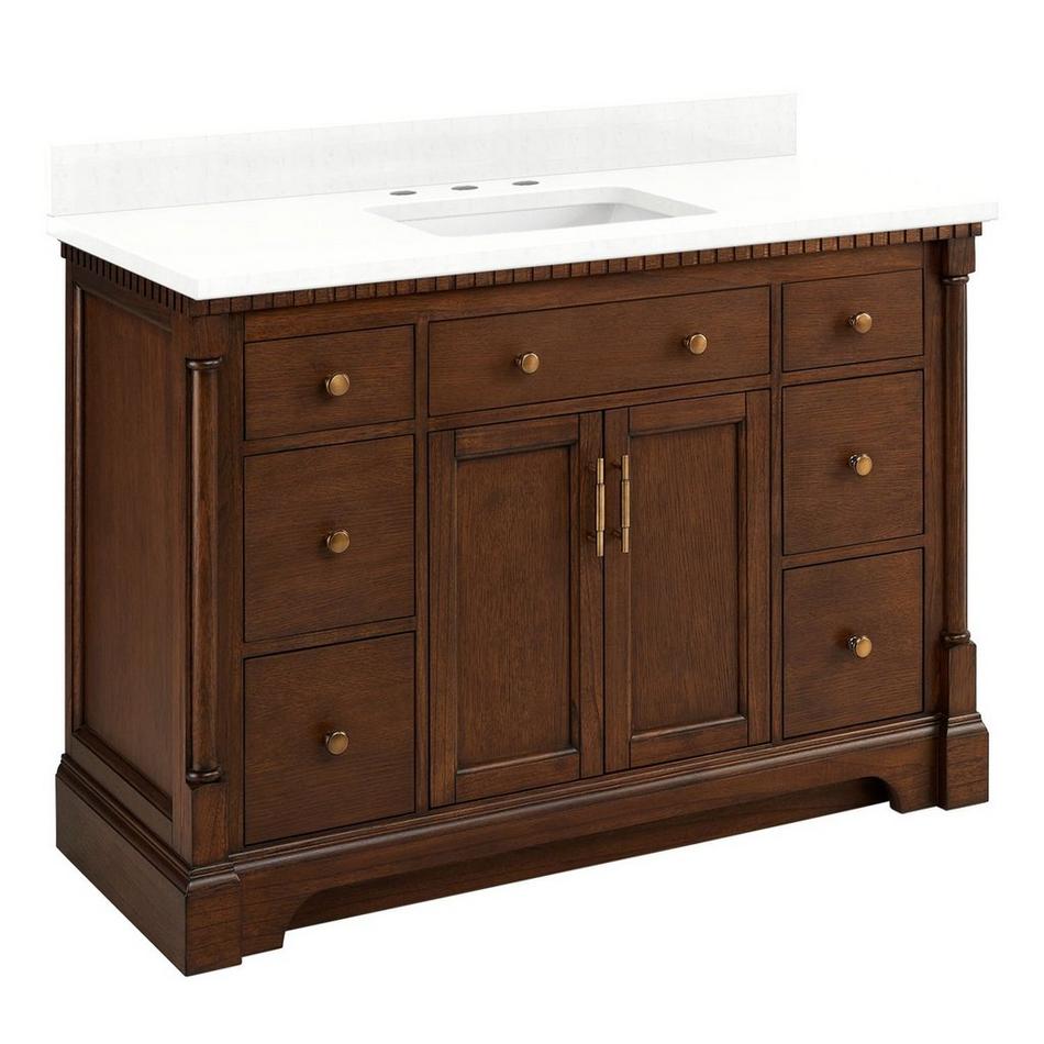 48" Claudia Vanity - Antique Coffee with Rect Undermount Sink - Feathered White Quartz Widespread, , large image number 0
