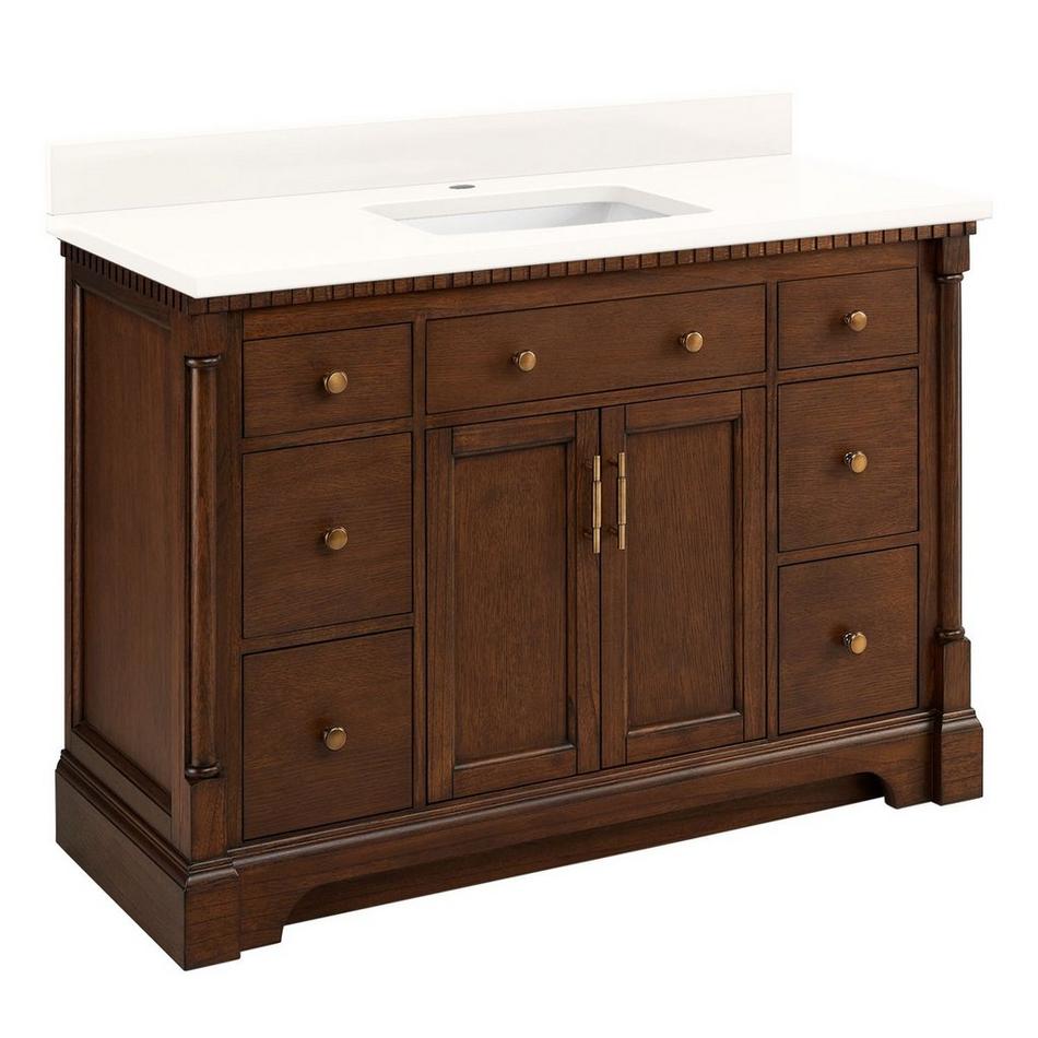 48" Claudia Vanity - Antique Coffee with Rect Undermount Sink - Arctic White Quartz Single Hole, , large image number 0