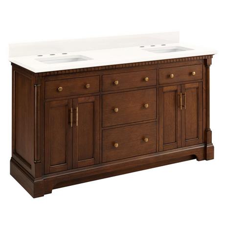 60" Claudia Double Vanity With Rectangular Undermount Sinks - Antique Coffee