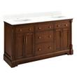 60" Claudia Dbl Vanity-Antique Coffee with Rect Undermount Sinks-Feathered White Quartz Single Hole, , large image number 0