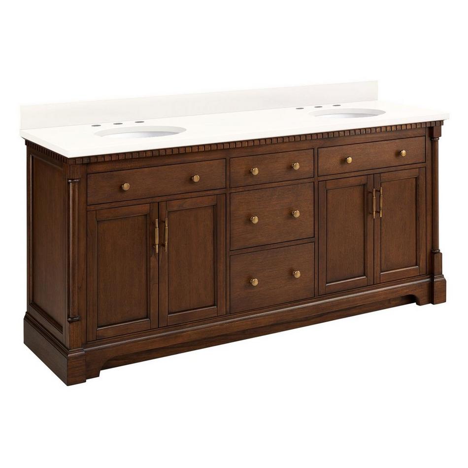 72" Claudia Double Vanity - Antique Coffee with Undermount Sinks - Arctic White Quartz Widespread, , large image number 0