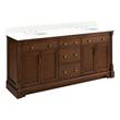 72" Claudia Double Vanity - Antique Coffee with Undermount Sinks - Feathered White Quartz Widespread, , large image number 0