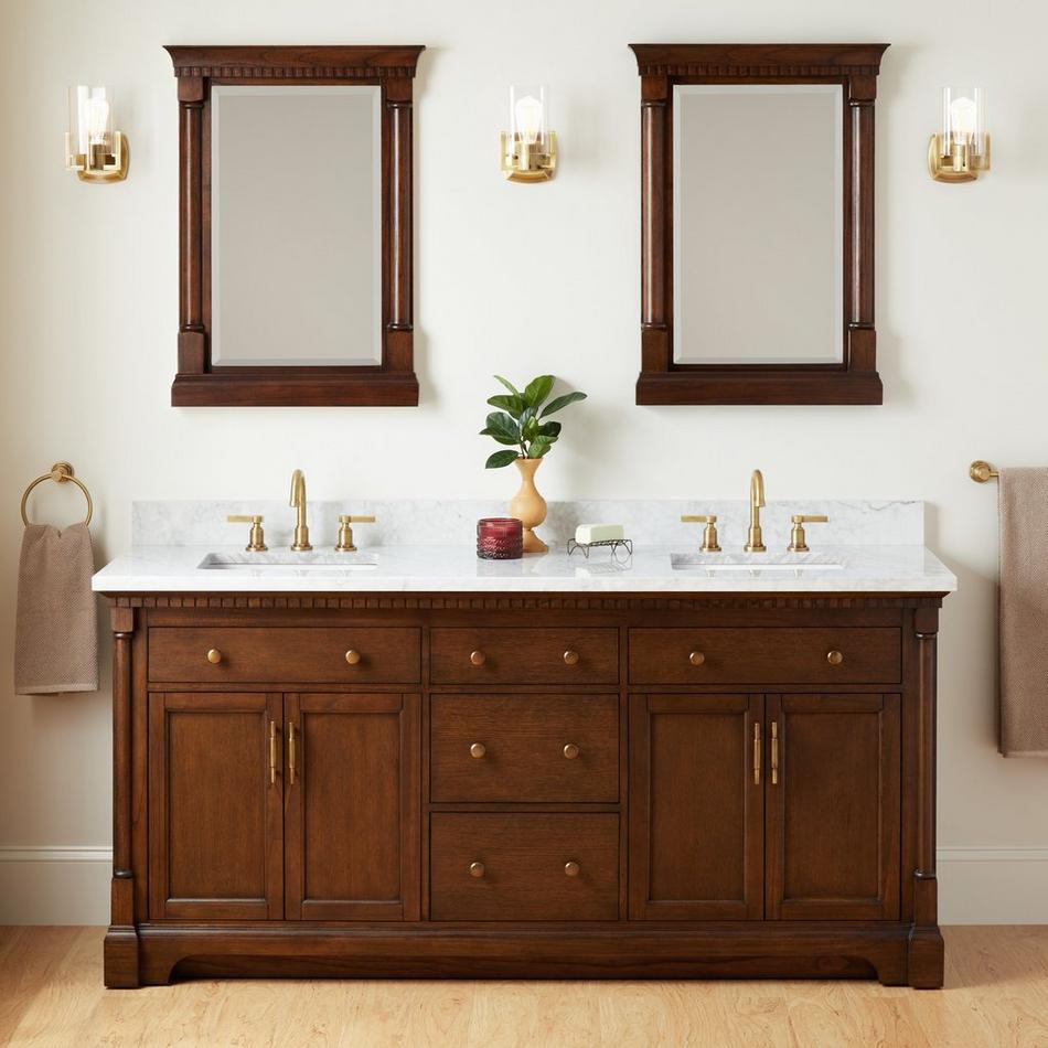 72" Claudia Double Vanity With Rectangular Undermount Sinks - Antique Coffee, , large image number 0