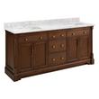 72" Claudia Double Vanity - Antique Coffee with Rect Undermount Sinks - Carrara Marble Single Hole, , large image number 1