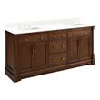 72" Claudia Dbl Vanity - Antique Coffee with Rect Undermount Sinks-Feathered White Quartz Widespread, , large image number 0