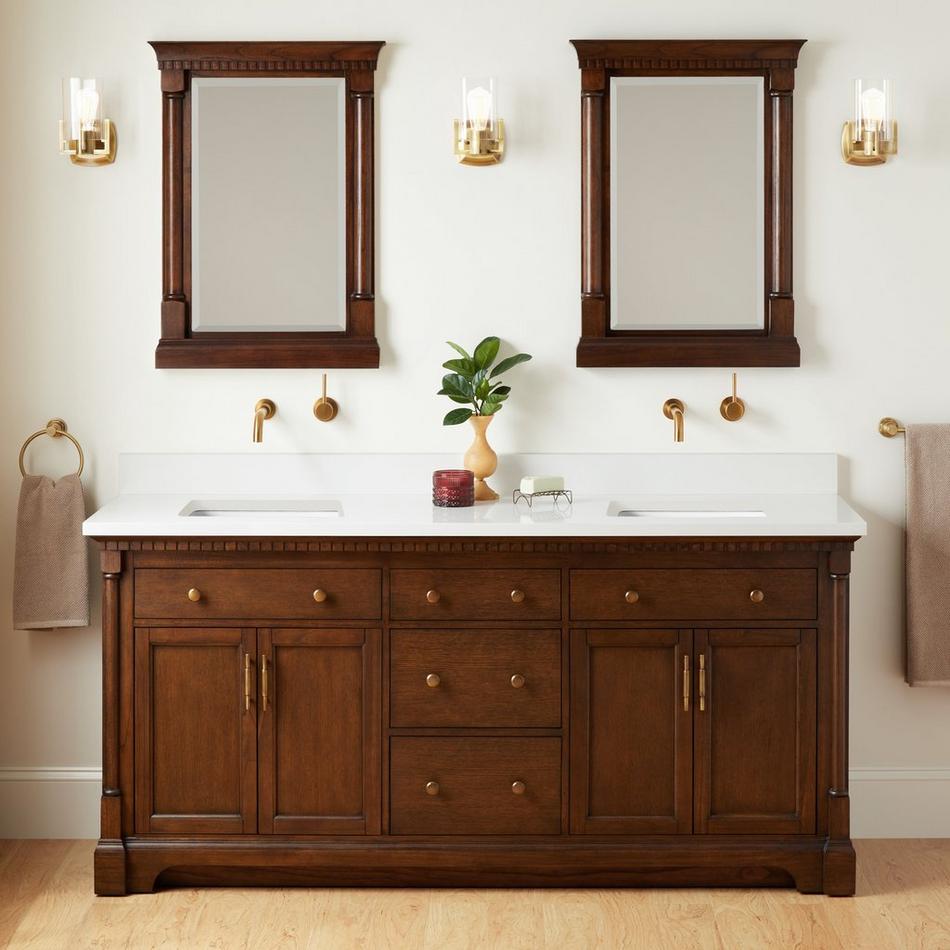 72" Claudia Double Vanity With Rectangular Undermount Sinks - Antique Coffee, , large image number 1